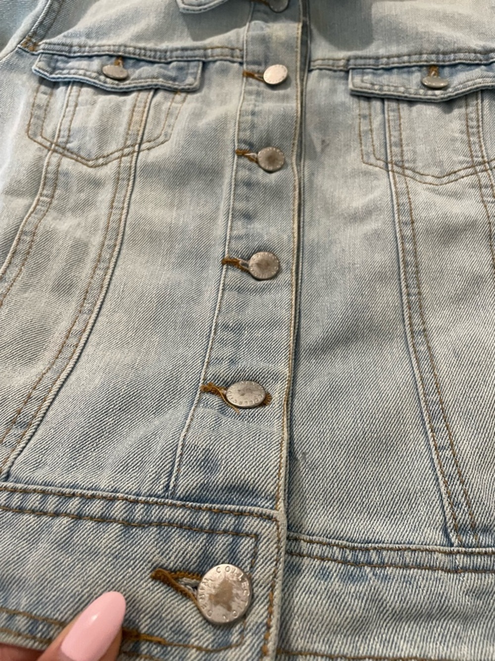 CI SONO Light Blue Denim Jean Jacket | Classic Button-Front Jean Jacket - Picture 15 of 16